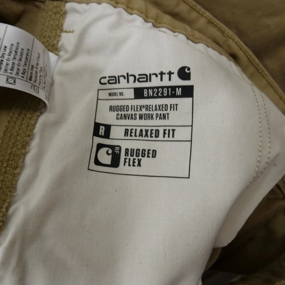 Carhartt Pants Mens 42 Beige Khaki Canvas Rugged Flex Relaxed Fit Work 102291